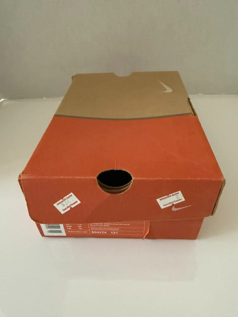 Vtg Nike empty shoebox in classic orange & brown eco-friendly design Just Do It